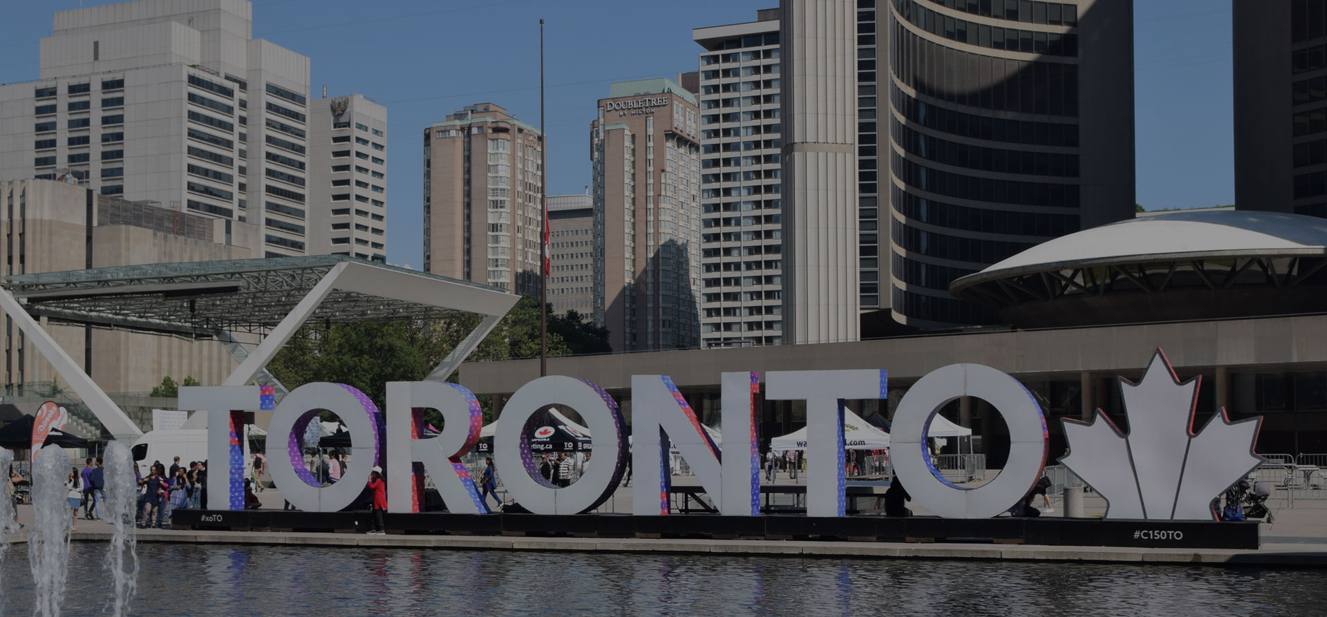 Toronto sign in front of City Hall, Toronto Ontario